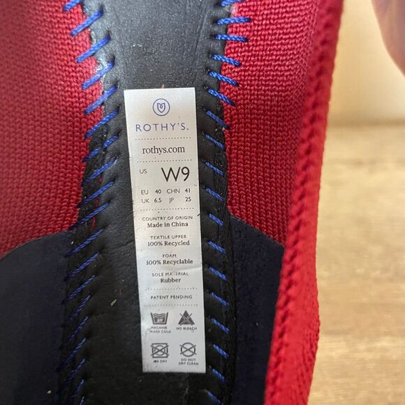 Rothy's "The Point" Pointed Toe chili Red Slip On ballerina Flats Shoes 9 - Picture 8 of 8